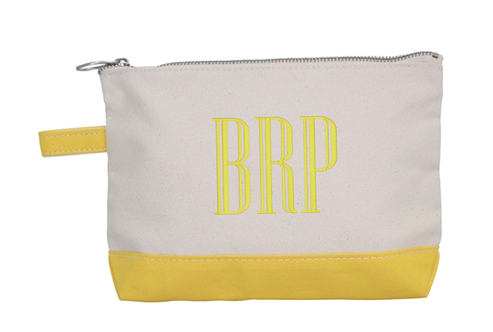 Personalized Yellow Trimmed Cosmetic Bag